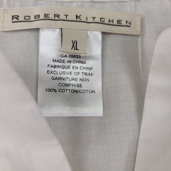 Robert Kitchen Womens XL White Cotton Short Sleeve Sequin Detail Button Blouse - Picture 5 of 12